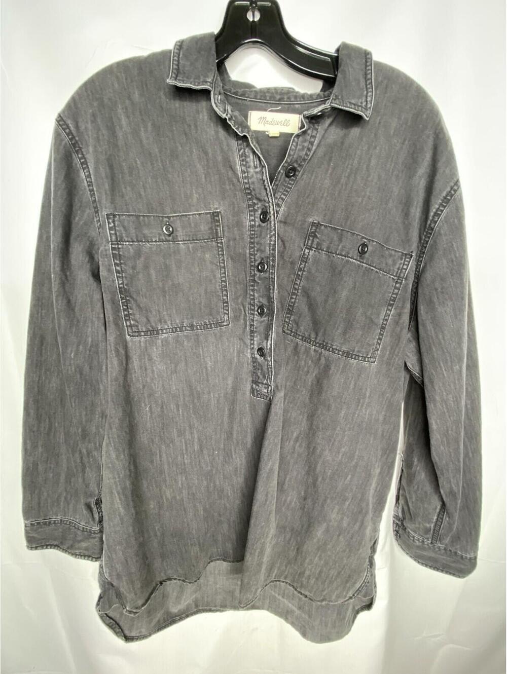 MADEWELL Denim Popover Top WOMENS SZ Large Black Wash